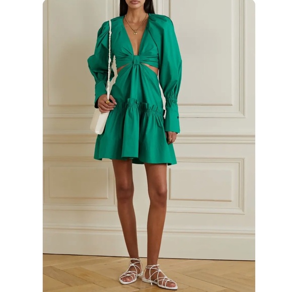 A.L.C. Alexa cutout ruffled tiered pleated cotton-poplin mini dress - Picture 3 of 13